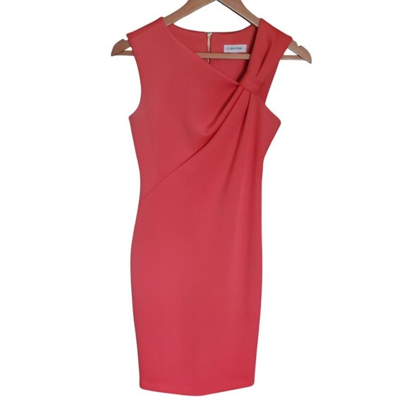 Calvin Klein Dresses & Skirts - Calvin Klein Dress Coral Sheath Sleeveless Asymmetric Dress Size 2